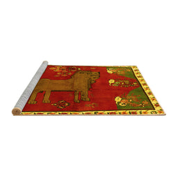 Sideview of Machine Washable Animal Yellow Traditional Rug, wshtr622yw