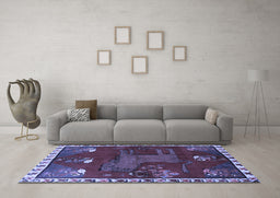 Machine Washable Animal Blue Traditional Rug in a Living Room, wshtr622blu