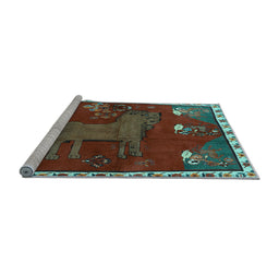 Sideview of Machine Washable Animal Light Blue Traditional Rug, wshtr622lblu