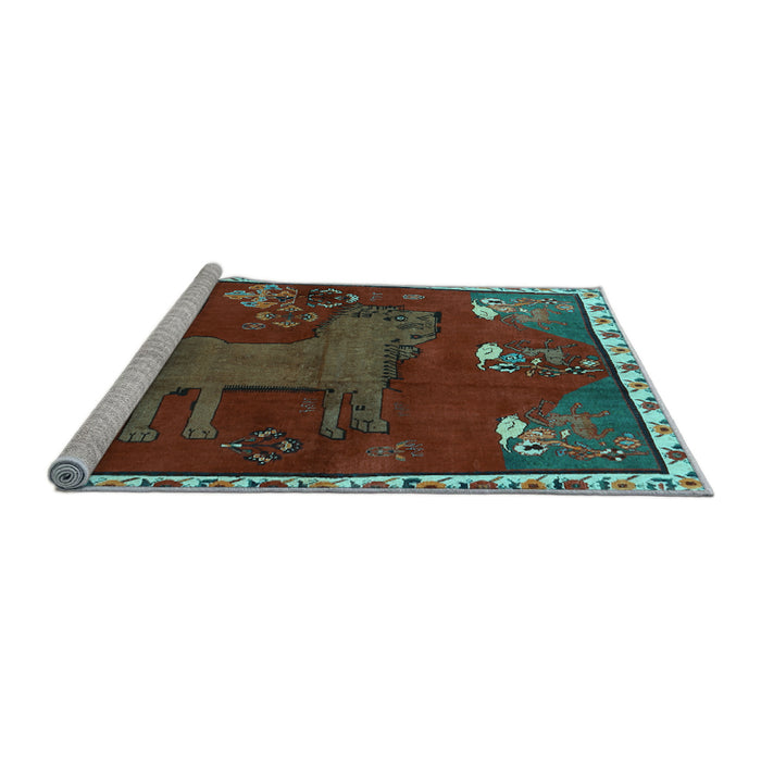 Sideview of Machine Washable Animal Light Blue Traditional Rug, wshtr622lblu