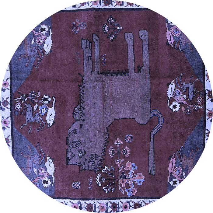Round Animal Blue Traditional Rug, tr622blu