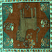 Square Machine Washable Animal Turquoise Traditional Area Rugs, wshtr622turq