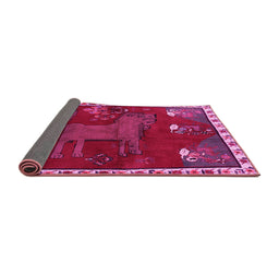 Sideview of Animal Pink Traditional Rug, tr622pnk