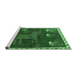 Sideview of Machine Washable Animal Emerald Green Traditional Area Rugs, wshtr622emgrn