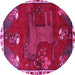 Round Machine Washable Animal Pink Traditional Rug, wshtr622pnk