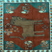 Square Animal Light Blue Traditional Rug, tr622lblu