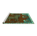 Sideview of Machine Washable Animal Turquoise Traditional Area Rugs, wshtr622turq