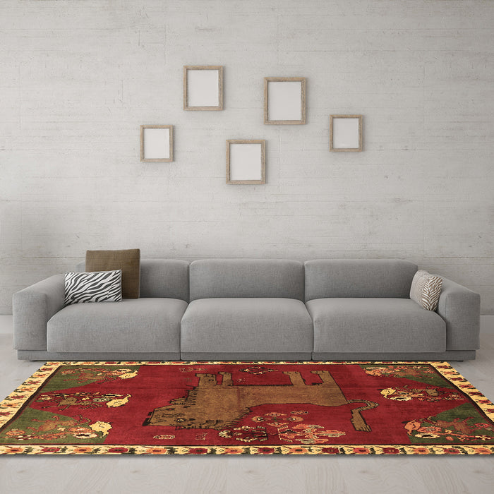Machine Washable Animal Brown Traditional Rug in a Living Room,, wshtr622brn