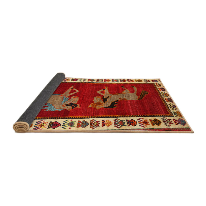 Sideview of Traditional Red Animal Rug, tr623