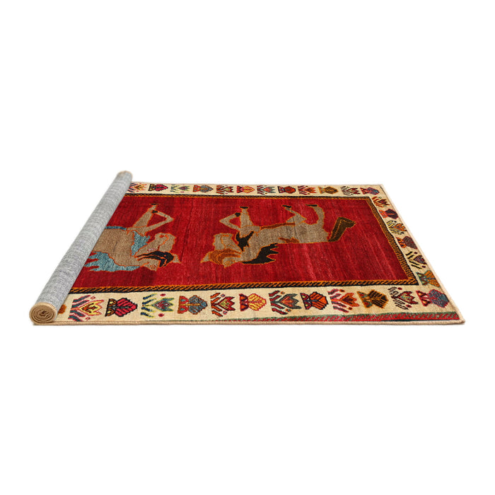 Sideview of Machine Washable Traditional Red Rug, wshtr623