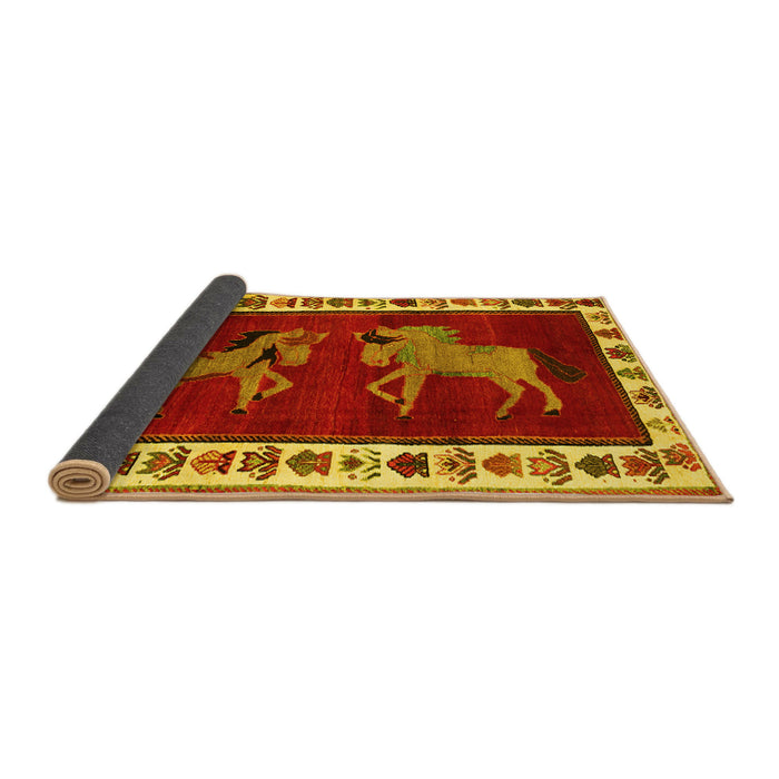 Sideview of Animal Yellow Traditional Rug, tr623yw