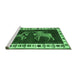 Sideview of Machine Washable Animal Emerald Green Traditional Area Rugs, wshtr623emgrn