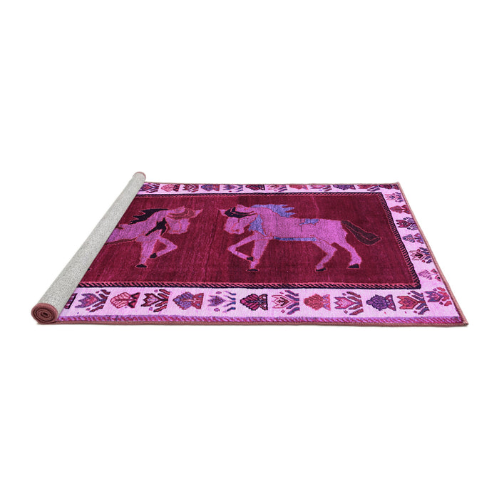 Sideview of Machine Washable Animal Purple Traditional Area Rugs, wshtr623pur