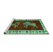 Sideview of Machine Washable Animal Turquoise Traditional Area Rugs, wshtr623turq