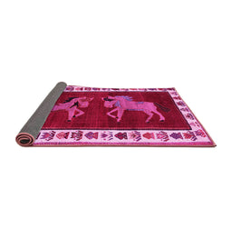 Sideview of Animal Pink Traditional Rug, tr623pnk