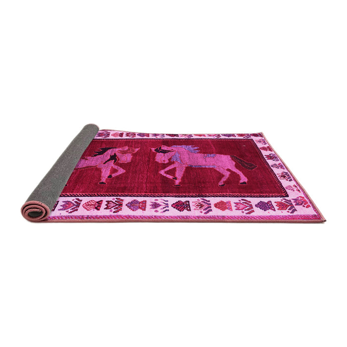 Sideview of Animal Pink Traditional Rug, tr623pnk