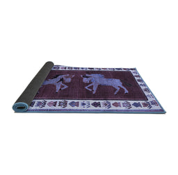 Sideview of Animal Blue Traditional Rug, tr623blu