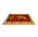 Sideview of Machine Washable Animal Yellow Traditional Rug, wshtr623yw