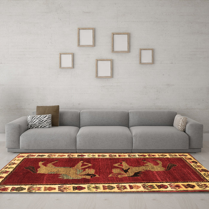 Machine Washable Animal Brown Traditional Rug in a Living Room,, wshtr623brn