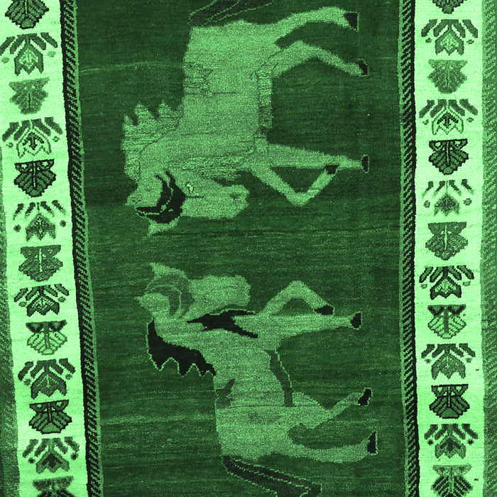 Machine Washable Animal Emerald Green Traditional Area Rugs, wshtr623emgrn