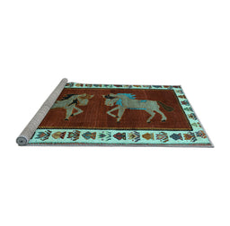 Sideview of Machine Washable Animal Light Blue Traditional Rug, wshtr623lblu