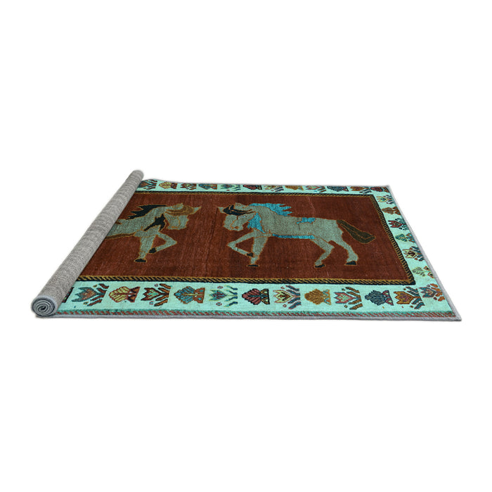 Sideview of Machine Washable Animal Light Blue Traditional Rug, wshtr623lblu