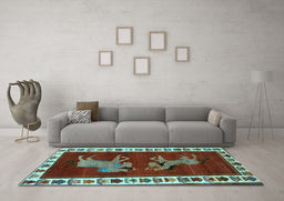 Machine Washable Animal Light Blue Traditional Rug in a Living Room, wshtr623lblu