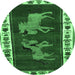 Round Animal Emerald Green Traditional Rug, tr623emgrn