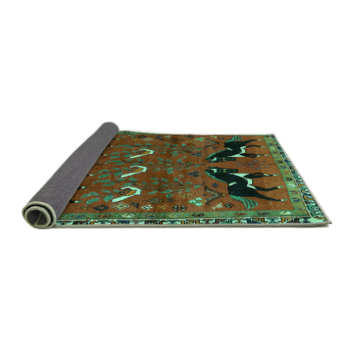 Sideview of Persian Turquoise Traditional Rug, tr624turq