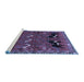 Sideview of Machine Washable Persian Blue Traditional Rug, wshtr624blu