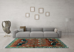 Machine Washable Persian Light Blue Traditional Rug in a Living Room, wshtr624lblu