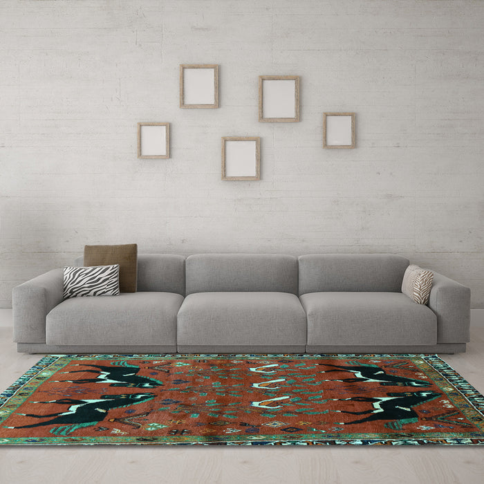 Machine Washable Persian Light Blue Traditional Rug in a Living Room, wshtr624lblu