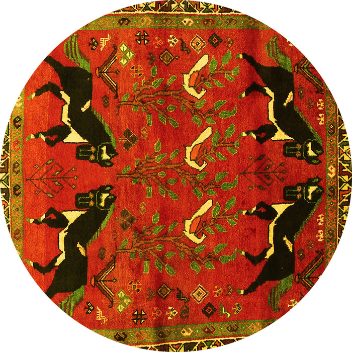 Round Persian Yellow Traditional Rug, tr624yw