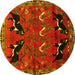 Round Persian Yellow Traditional Rug, tr624yw