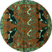 Round Persian Turquoise Traditional Rug, tr624turq