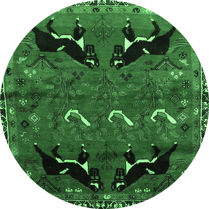 Round Persian Emerald Green Traditional Rug, tr624emgrn