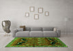 Machine Washable Persian Green Traditional Area Rugs in a Living Room,, wshtr624grn