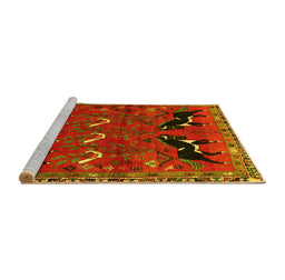 Sideview of Machine Washable Persian Yellow Traditional Rug, wshtr624yw