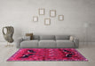 Machine Washable Persian Pink Traditional Rug in a Living Room, wshtr624pnk