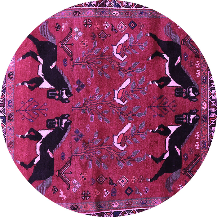 Round Persian Purple Traditional Rug, tr624pur