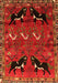 Serging Thickness of Machine Washable Persian Orange Traditional Area Rugs, wshtr624org