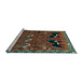 Sideview of Machine Washable Persian Light Blue Traditional Rug, wshtr624lblu