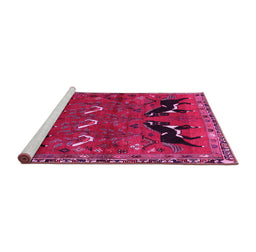 Sideview of Machine Washable Persian Pink Traditional Rug, wshtr624pnk