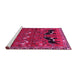 Sideview of Machine Washable Persian Pink Traditional Rug, wshtr624pnk