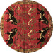 Round Persian Brown Traditional Rug, tr624brn