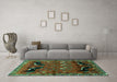 Machine Washable Persian Turquoise Traditional Area Rugs in a Living Room,, wshtr624turq