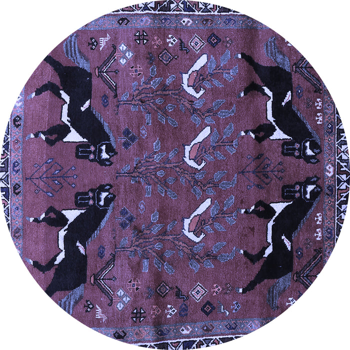 Round Persian Blue Traditional Rug, tr624blu