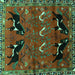 Square Machine Washable Persian Turquoise Traditional Area Rugs, wshtr624turq