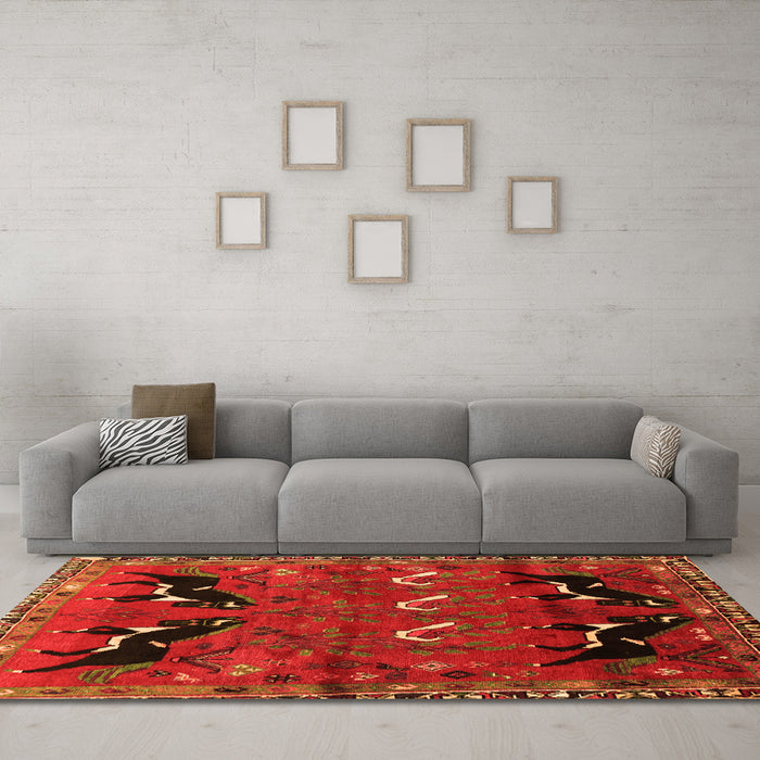 Machine Washable Persian Orange Traditional Area Rugs in a Living Room, wshtr624org