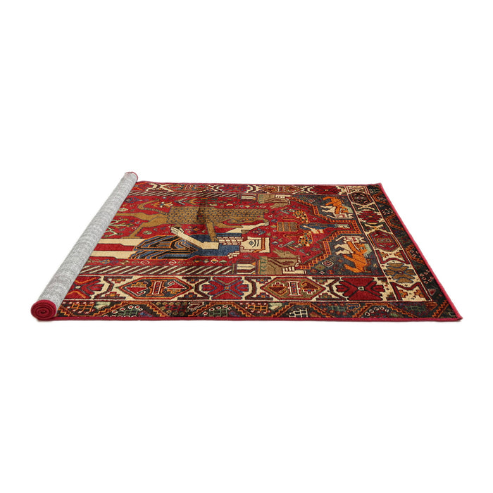 Sideview of Machine Washable Traditional Tomato Red Rug, wshtr625